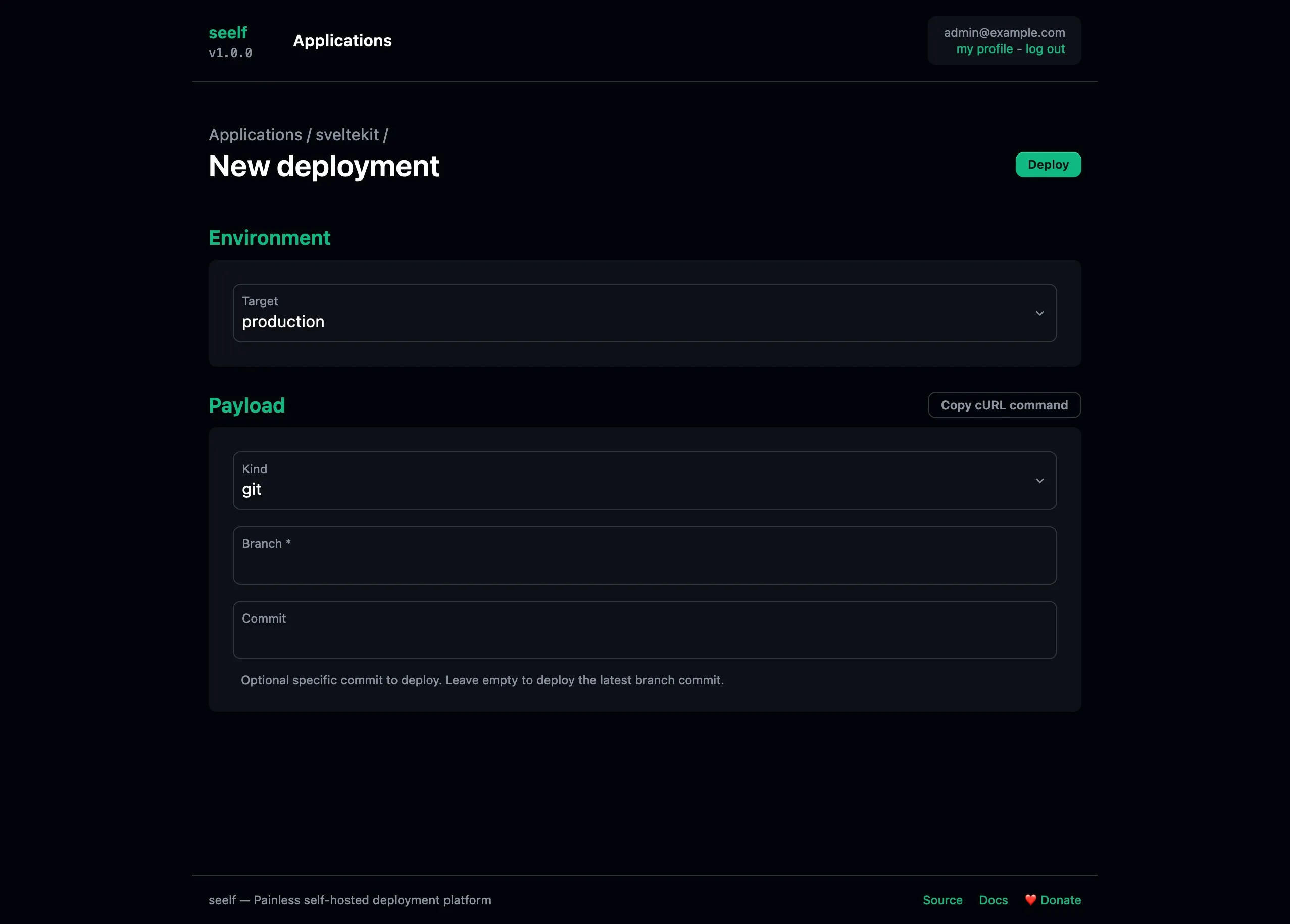 seelf nouveau déploiement
