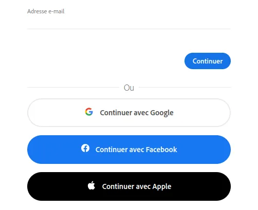 Page de connexion adobe
